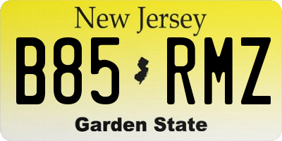 NJ license plate B85RMZ
