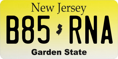 NJ license plate B85RNA