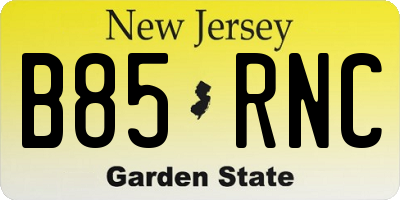 NJ license plate B85RNC