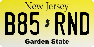 NJ license plate B85RND