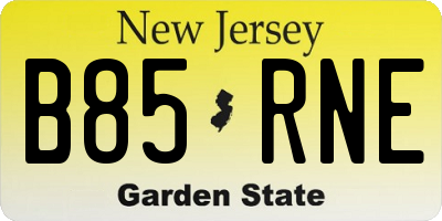 NJ license plate B85RNE