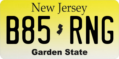 NJ license plate B85RNG