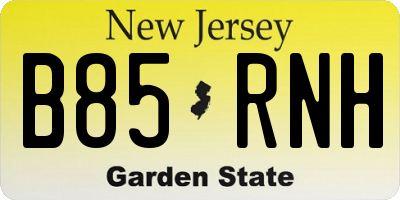 NJ license plate B85RNH