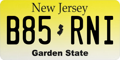 NJ license plate B85RNI