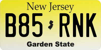 NJ license plate B85RNK