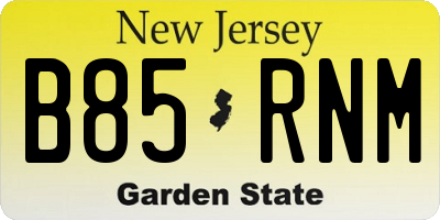 NJ license plate B85RNM