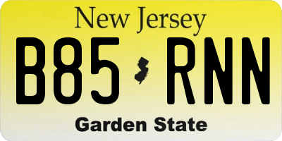 NJ license plate B85RNN