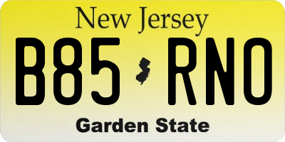 NJ license plate B85RNO