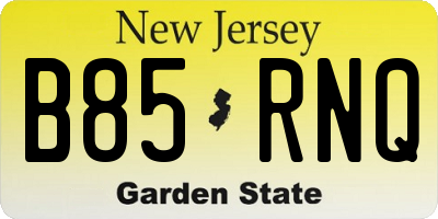 NJ license plate B85RNQ