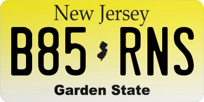 NJ license plate B85RNS
