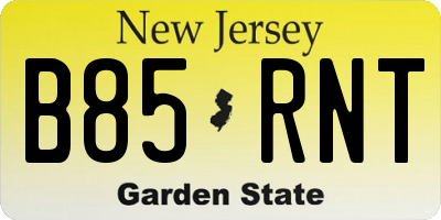 NJ license plate B85RNT