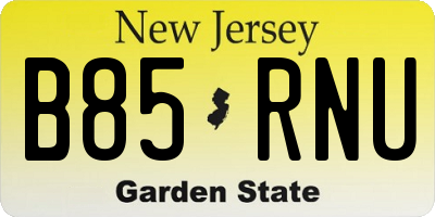 NJ license plate B85RNU