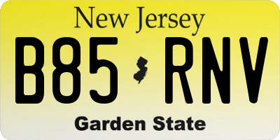 NJ license plate B85RNV