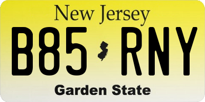 NJ license plate B85RNY