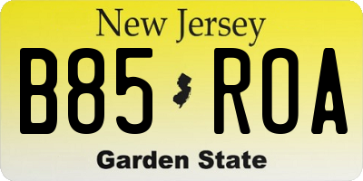 NJ license plate B85ROA