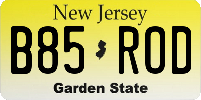 NJ license plate B85ROD