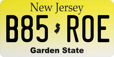NJ license plate B85ROE