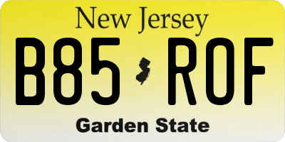 NJ license plate B85ROF