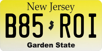 NJ license plate B85ROI