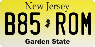 NJ license plate B85ROM