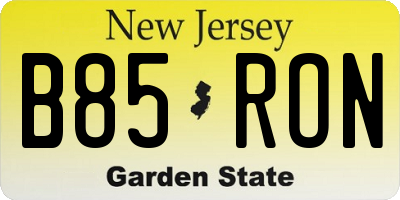 NJ license plate B85RON