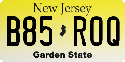 NJ license plate B85ROQ
