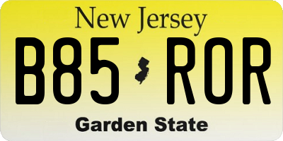 NJ license plate B85ROR