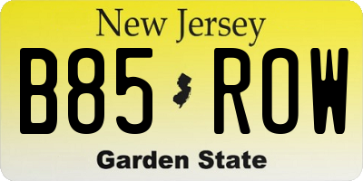 NJ license plate B85ROW