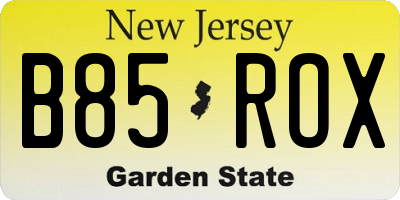 NJ license plate B85ROX