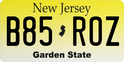 NJ license plate B85ROZ