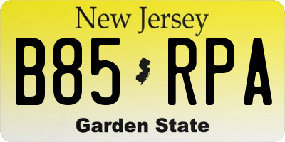 NJ license plate B85RPA