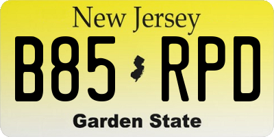 NJ license plate B85RPD