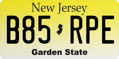 NJ license plate B85RPE