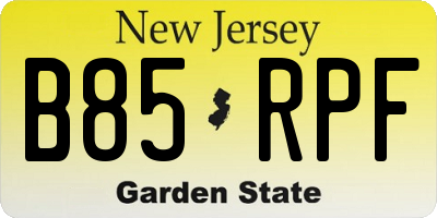 NJ license plate B85RPF