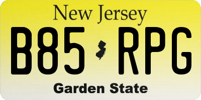 NJ license plate B85RPG