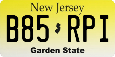 NJ license plate B85RPI