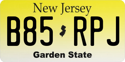 NJ license plate B85RPJ