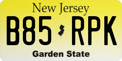 NJ license plate B85RPK