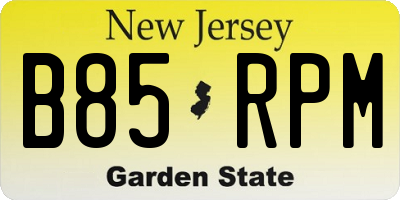 NJ license plate B85RPM