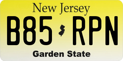 NJ license plate B85RPN