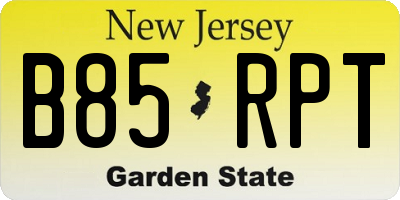 NJ license plate B85RPT