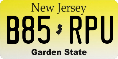NJ license plate B85RPU