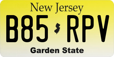 NJ license plate B85RPV