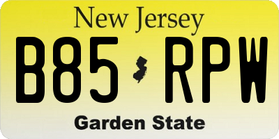 NJ license plate B85RPW