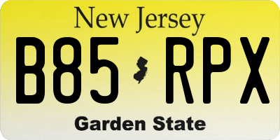 NJ license plate B85RPX