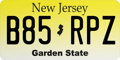 NJ license plate B85RPZ