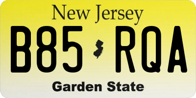 NJ license plate B85RQA