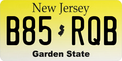 NJ license plate B85RQB