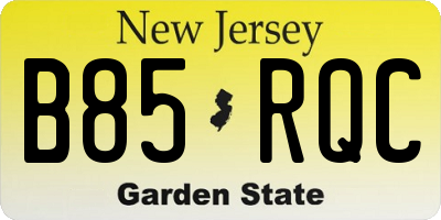 NJ license plate B85RQC