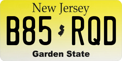 NJ license plate B85RQD